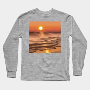 Abstract Warm Ocean Sunrise Landscape Digital Illustration Long Sleeve T-Shirt